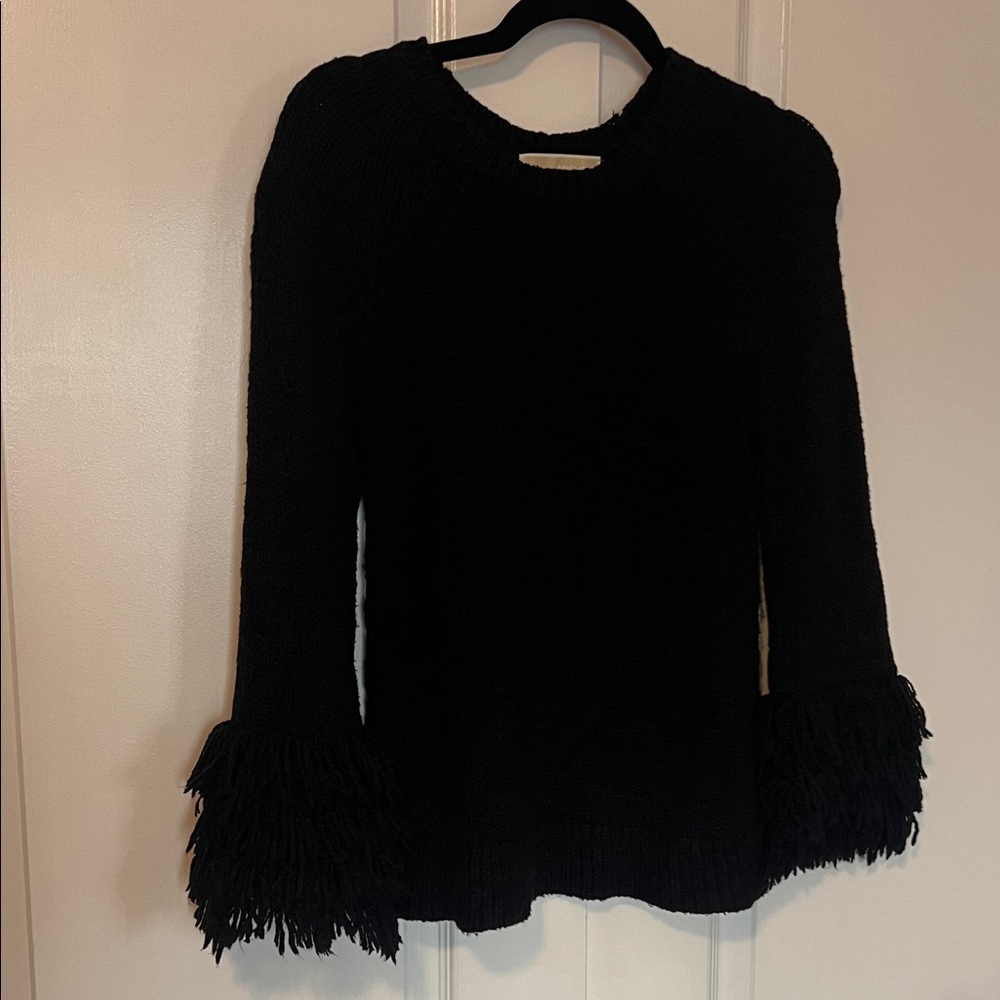 Michael Kors XS Black Sweater with Fringe Sleeves